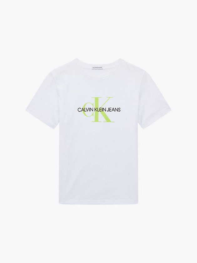 White Calvin Klein Organic Cotton Logo Girls's T-Shirt | HJPG-30476