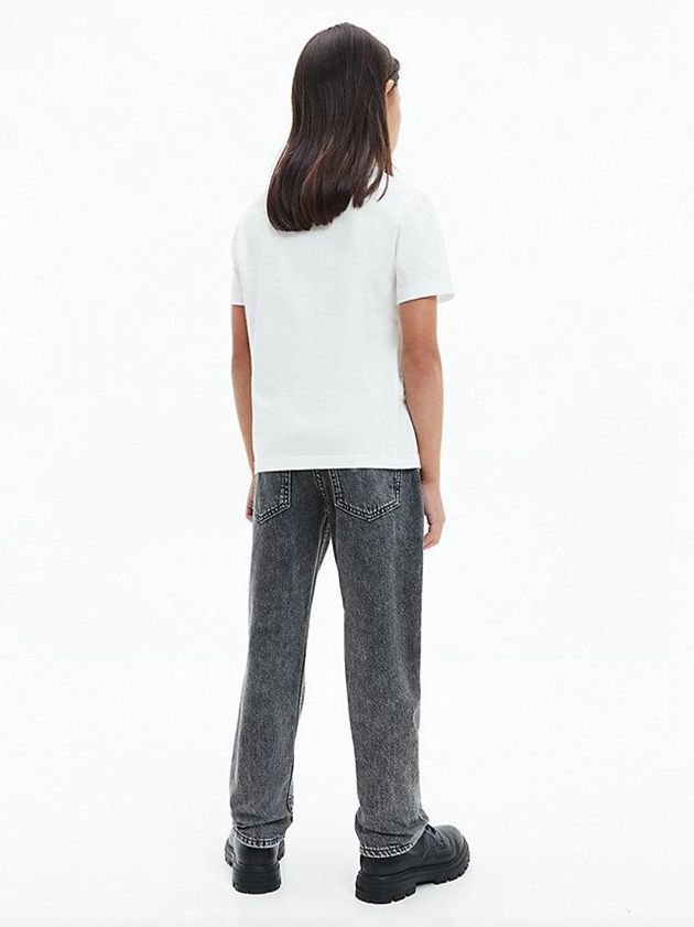White Calvin Klein Organic Cotton Logo Girls's T-Shirt | SEFM-96847
