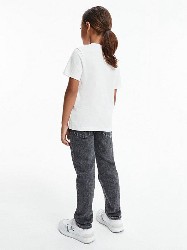 White Calvin Klein Organic Cotton Logo Girls's T-Shirt | SEFM-96847