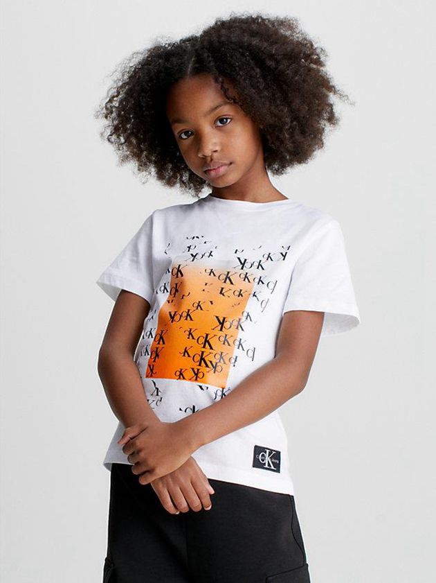 White Calvin Klein Organic Cotton Logo Girls's T-Shirt | YRFO-61378