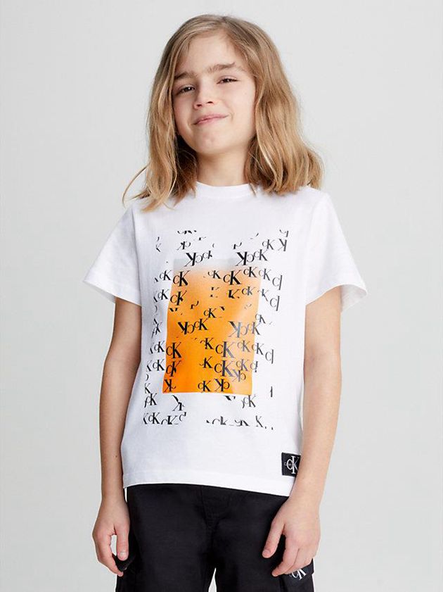 White Calvin Klein Organic Cotton Logo Girls's T-Shirt | YRFO-61378
