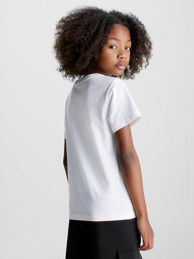 White Calvin Klein Organic Cotton Logo Girls's T-Shirt | YRFO-61378