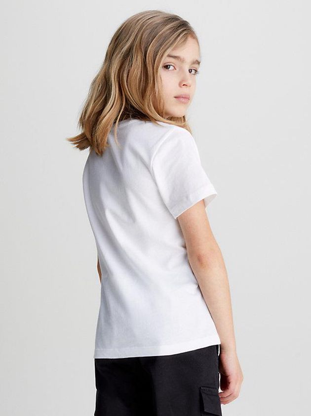 White Calvin Klein Organic Cotton Logo Girls's T-Shirt | YRFO-61378
