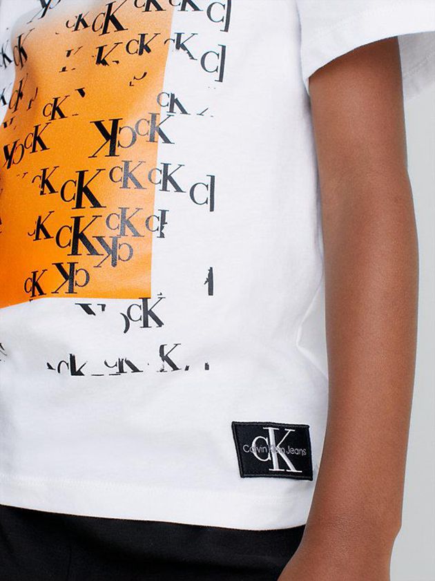 White Calvin Klein Organic Cotton Logo Girls's T-Shirt | YRFO-61378