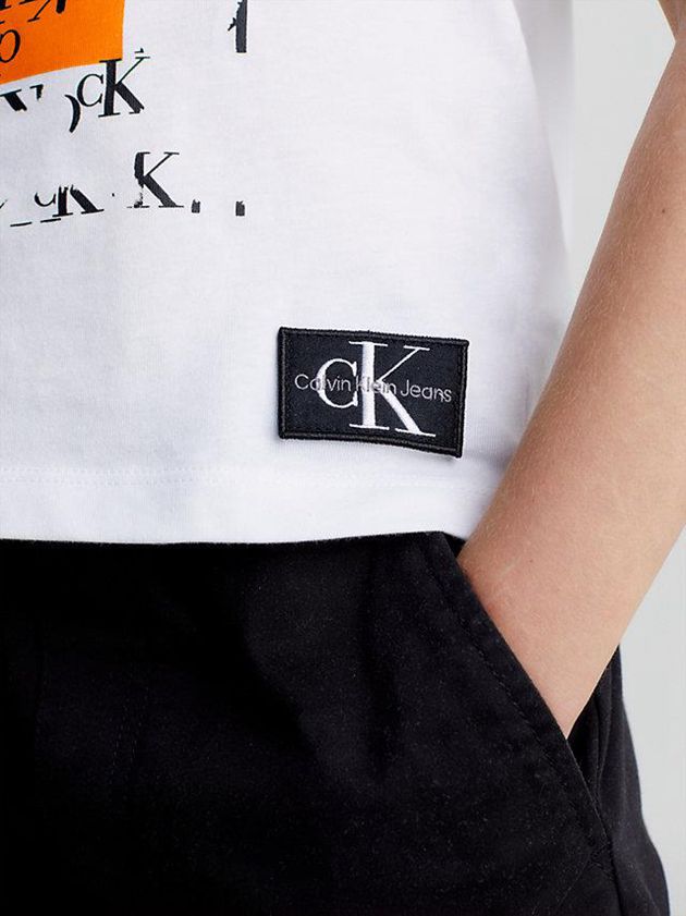 White Calvin Klein Organic Cotton Logo Girls's T-Shirt | YRFO-61378