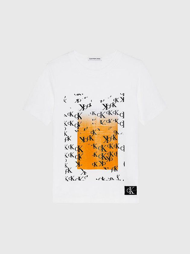 White Calvin Klein Organic Cotton Logo Girls's T-Shirt | YRFO-61378