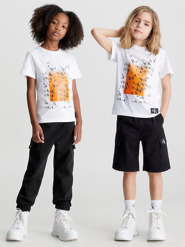 White Calvin Klein Organic Cotton Logo Girls\'s T-Shirt | YRFO-61378
