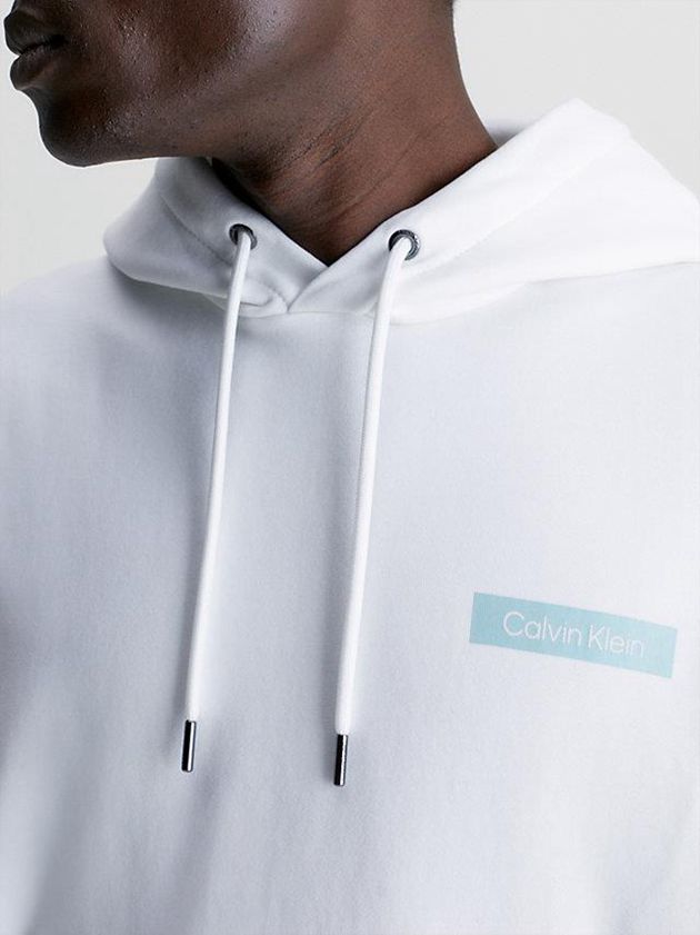 White Calvin Klein Organic Cotton Logo Men Hoodie | TFAH-40895