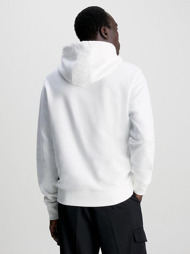 White Calvin Klein Organic Cotton Logo Men Hoodie | SDGC-31824