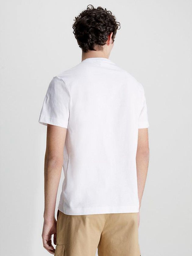 White Calvin Klein Organic Cotton Logo Men T-Shirt | OCWK-45618