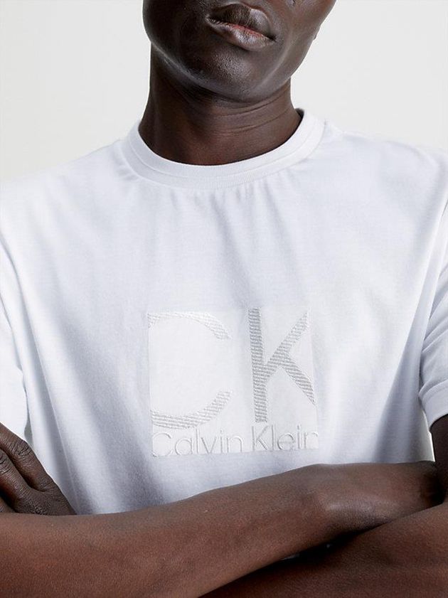 White Calvin Klein Organic Cotton Logo Men T-Shirt | QRIW-23618