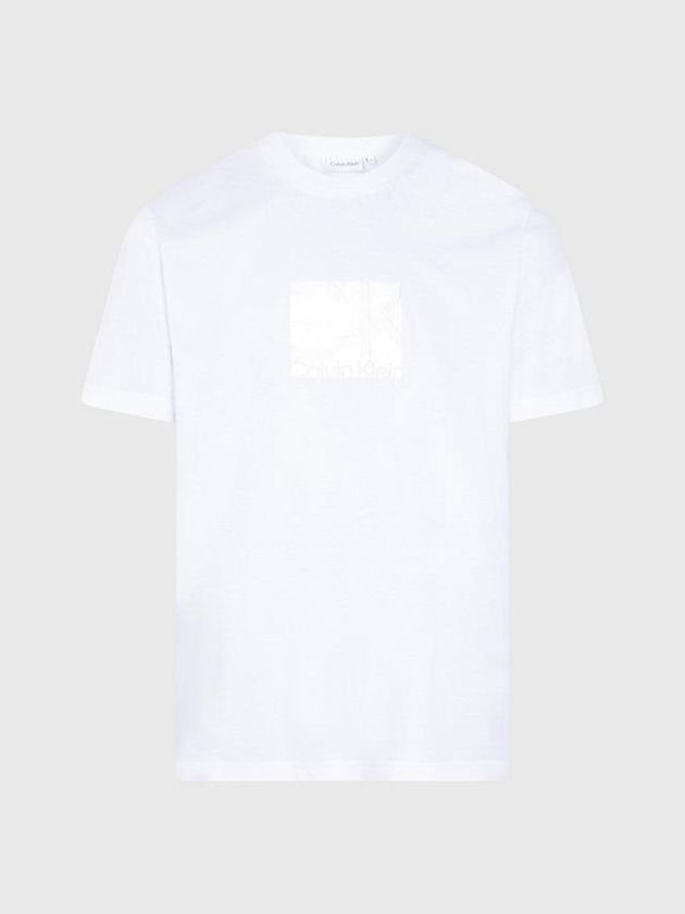 White Calvin Klein Organic Cotton Logo Men T-Shirt | QRIW-23618