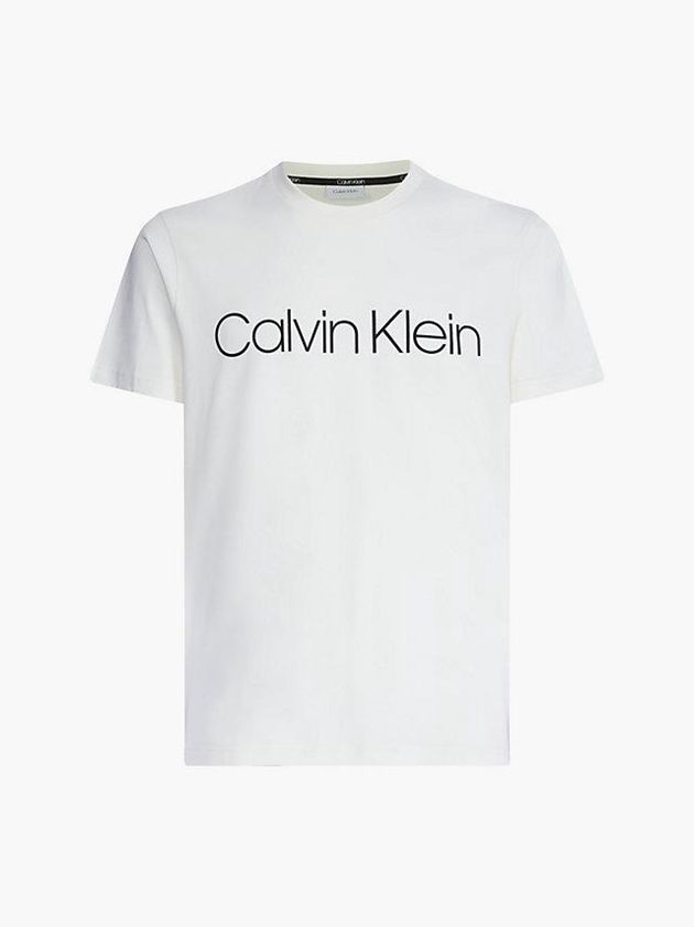 White Calvin Klein Organic Cotton Logo Men T-Shirt | DOSF-63475