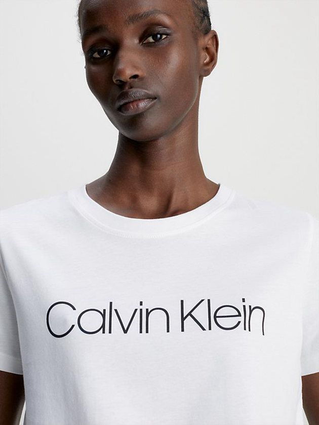White Calvin Klein Organic Cotton Logo Women T-Shirt | MPCI-36582