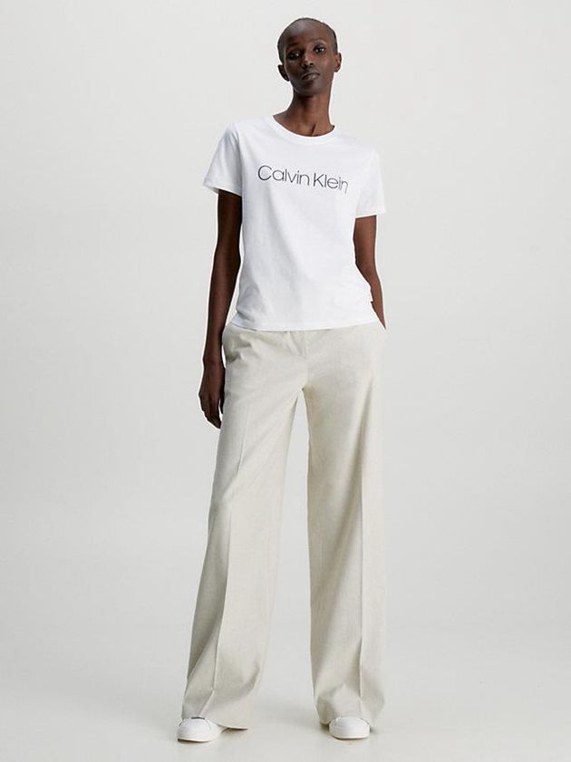 White Calvin Klein Organic Cotton Logo Women T-Shirt | MPCI-36582