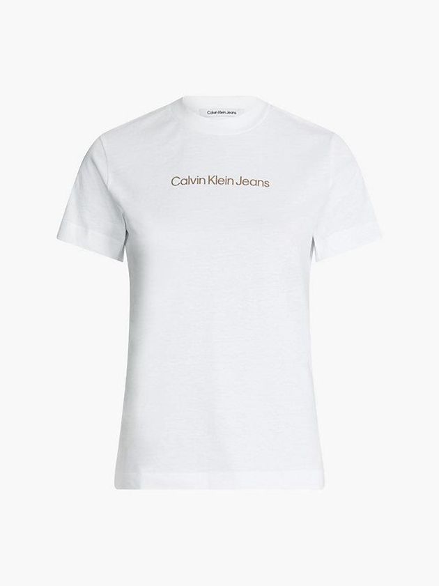 White Calvin Klein Organic Cotton Logo Women T-Shirt | ZDKR-68170