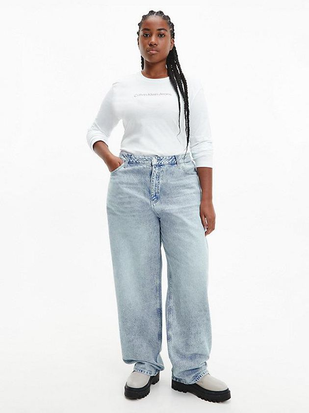 White Calvin Klein Organic Cotton Long Sleeve Women T-Shirt | BOMJ-76350
