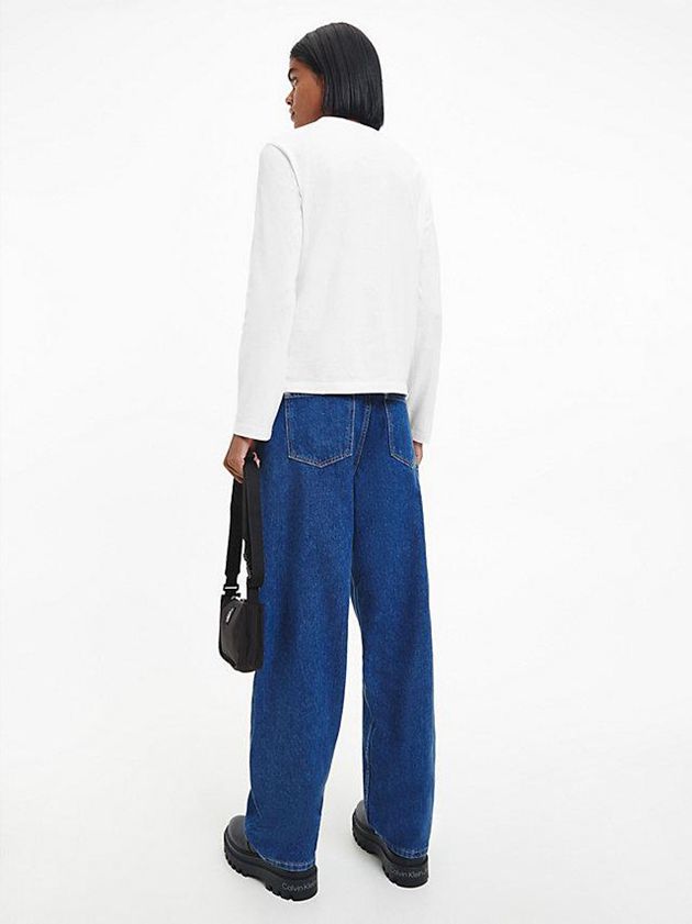 White Calvin Klein Organic Cotton Long Sleeve Women T-Shirt | BOMJ-76350