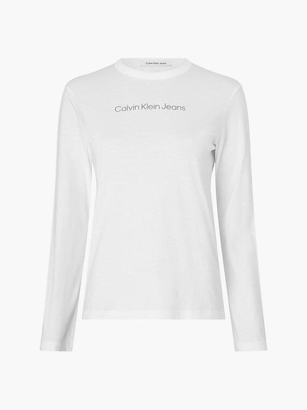 White Calvin Klein Organic Cotton Long Sleeve Women T-Shirt | BOMJ-76350