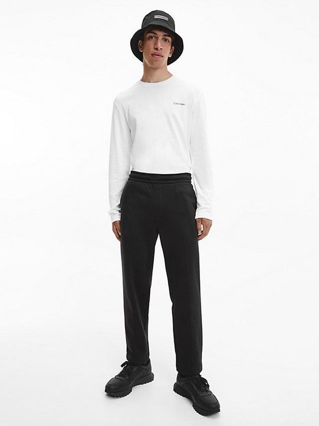 White Calvin Klein Organic Cotton Long Sleeve Men T-Shirt | LRBK-41329