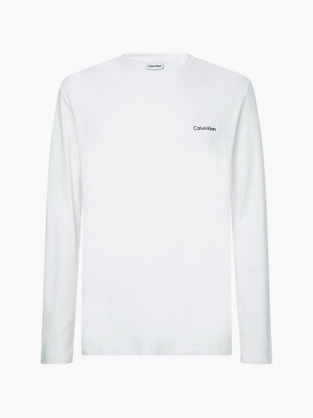 White Calvin Klein Organic Cotton Long Sleeve Men T-Shirt | LRBK-41329