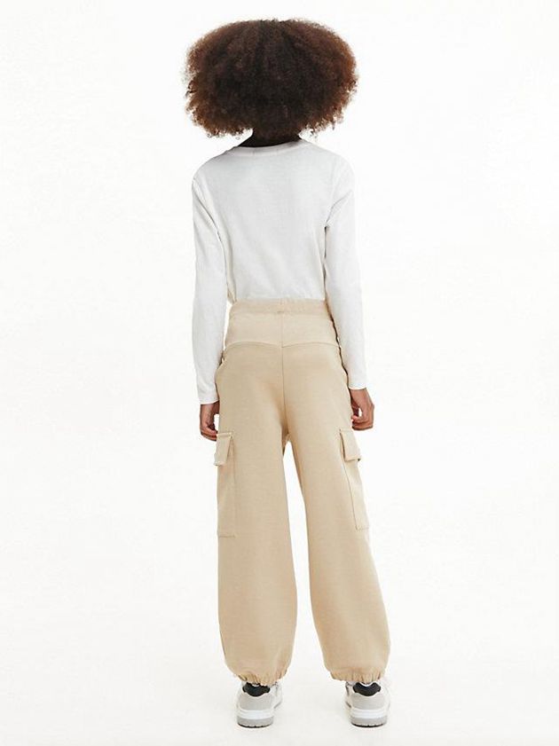 White Calvin Klein Organic Cotton Long Sleeve Girls's T-Shirt | JXPV-83490