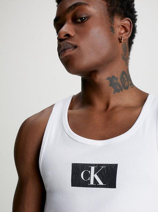 White Calvin Klein Organic Cotton Lounge Tank - Ck96 Men Top | ZLPG-45210