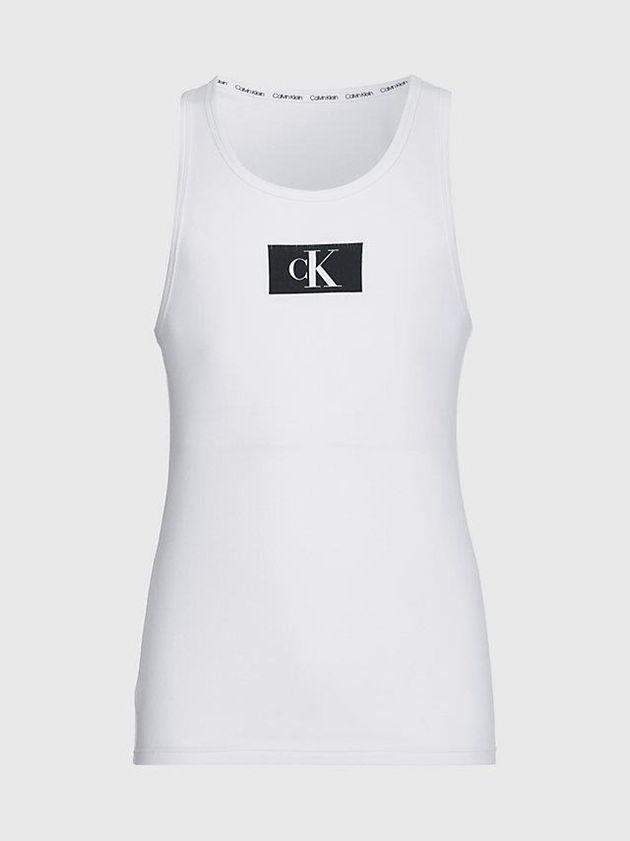White Calvin Klein Organic Cotton Lounge Tank - Ck96 Men Top | ZLPG-45210