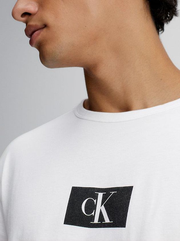 White Calvin Klein Organic Cotton Lounge - Ck96 Men T-Shirt | AXRV-48659