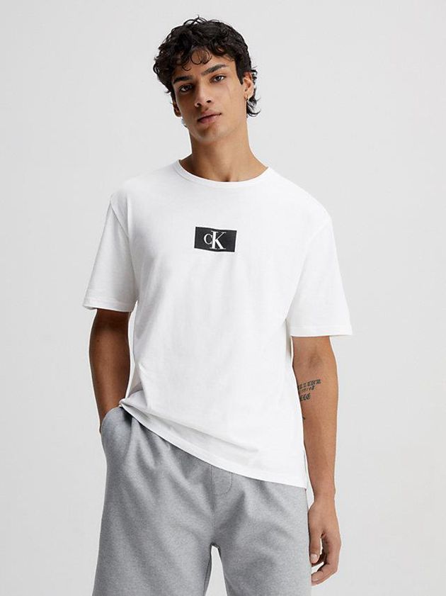 White Calvin Klein Organic Cotton Lounge - Ck96 Men T-Shirt | AXRV-48659