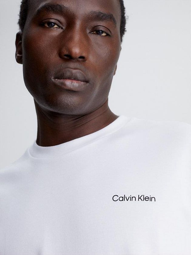 White Calvin Klein Organic Cotton Men T-Shirt | ENIQ-45102