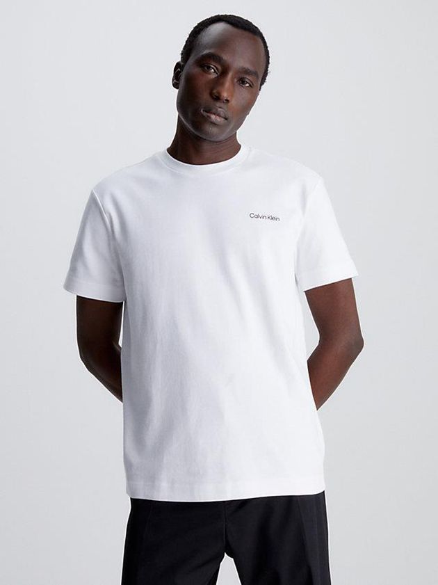 White Calvin Klein Organic Cotton Men T-Shirt | ENIQ-45102