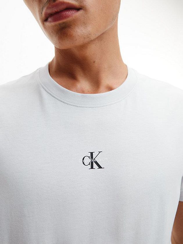 White Calvin Klein Organic Cotton Monogram Men T-Shirt | MZYV-28416