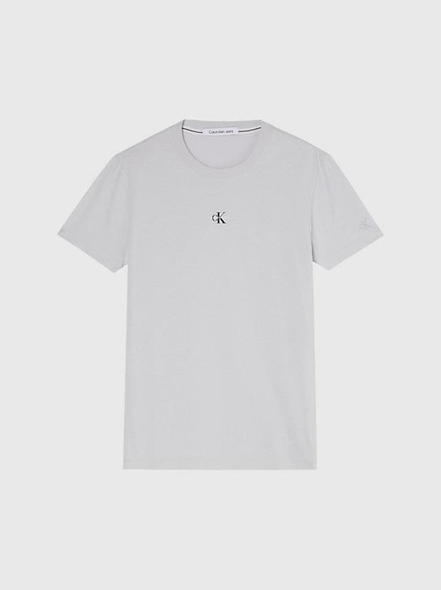 White Calvin Klein Organic Cotton Monogram Men T-Shirt | MZYV-28416