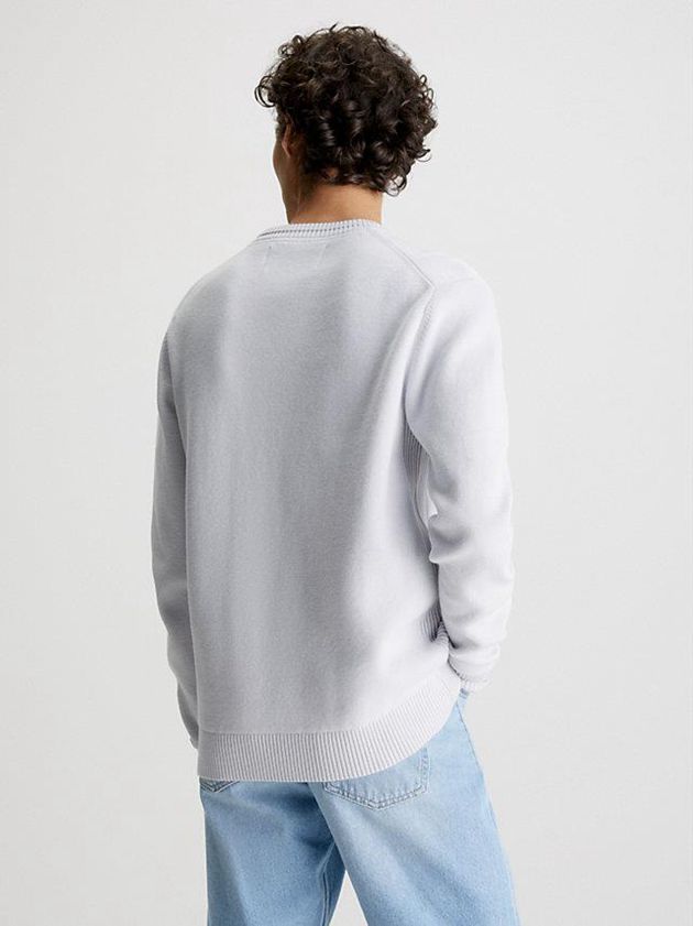 White Calvin Klein Organic Cotton Monogram Jumper Men Sweater | PQCD-18472