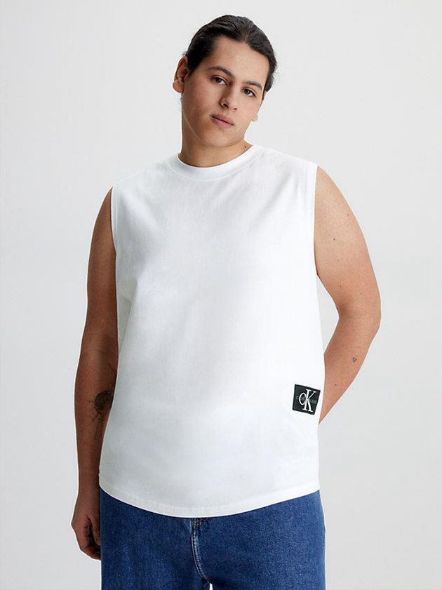 White Calvin Klein Organic Cotton Tank Men Top | MSGB-60129