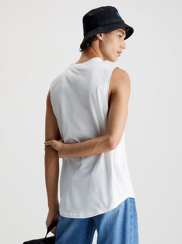 White Calvin Klein Organic Cotton Tank Men Top | MSGB-60129