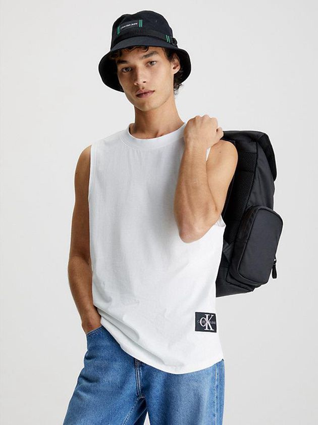 White Calvin Klein Organic Cotton Tank Men Top | MSGB-60129