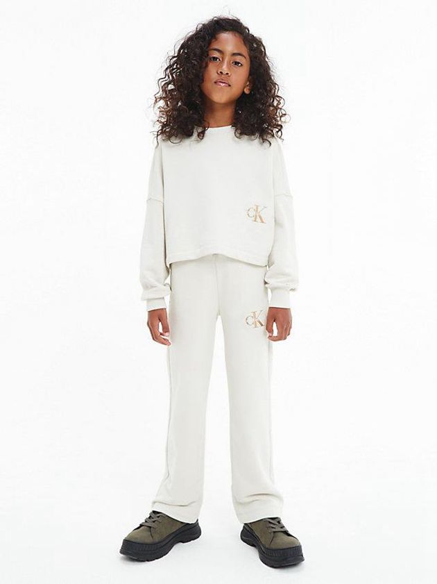 White Calvin Klein Organic Cotton Terry Girls's Joggers | ZXLE-87342