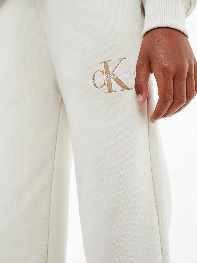 White Calvin Klein Organic Cotton Terry Girls's Joggers | ZXLE-87342
