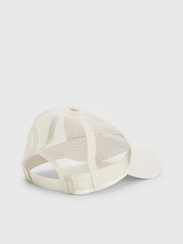 White Calvin Klein Organic Cotton Trucker Men Cap | AYIH-57238