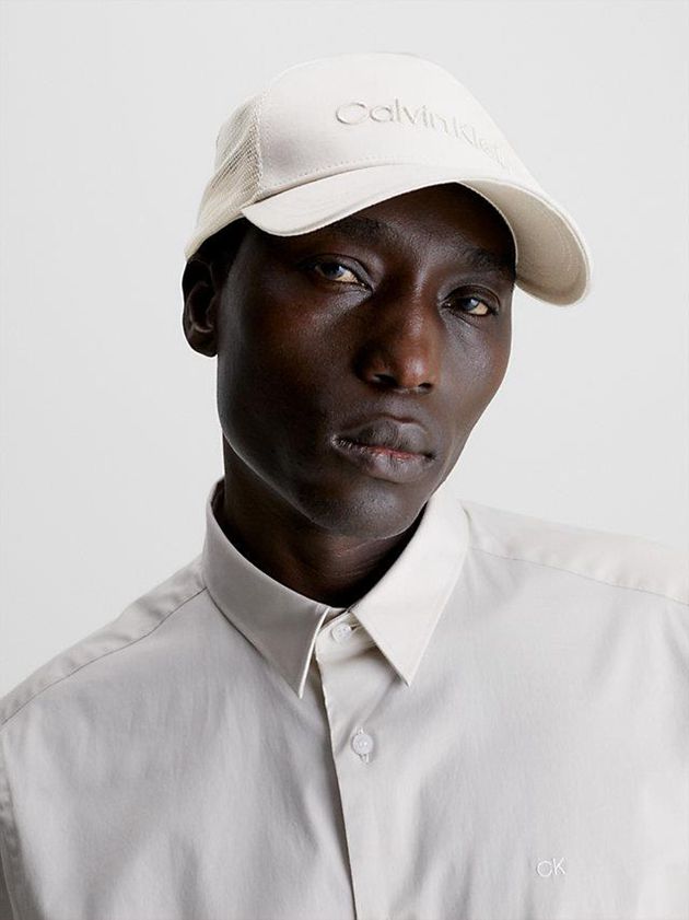 White Calvin Klein Organic Cotton Trucker Men Cap | AYIH-57238