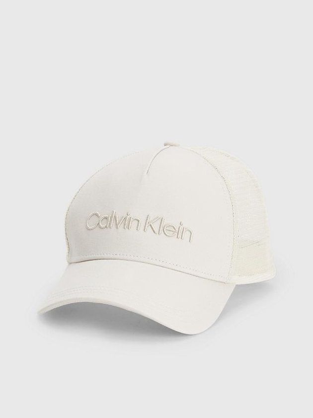 White Calvin Klein Organic Cotton Trucker Men Cap | AYIH-57238