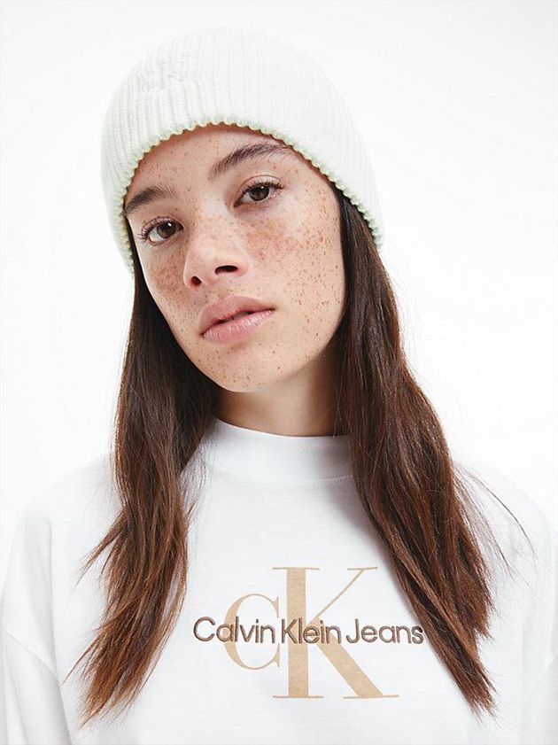 White Calvin Klein Organic Cotton Women Beanie | JOMF-46172