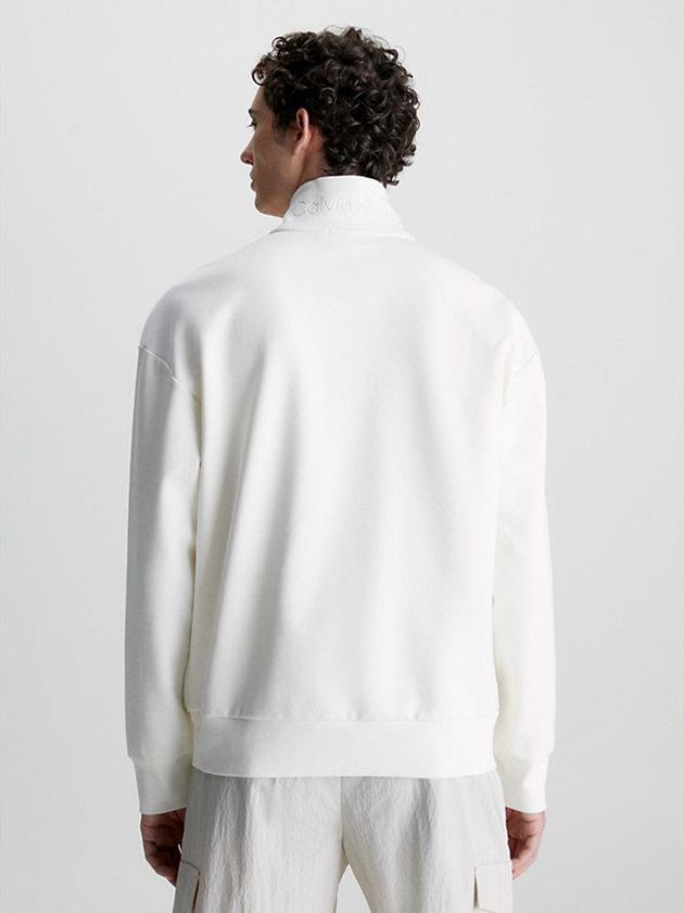 White Calvin Klein Organic Cotton Zip Men Sweatshirt | PTRL-75149