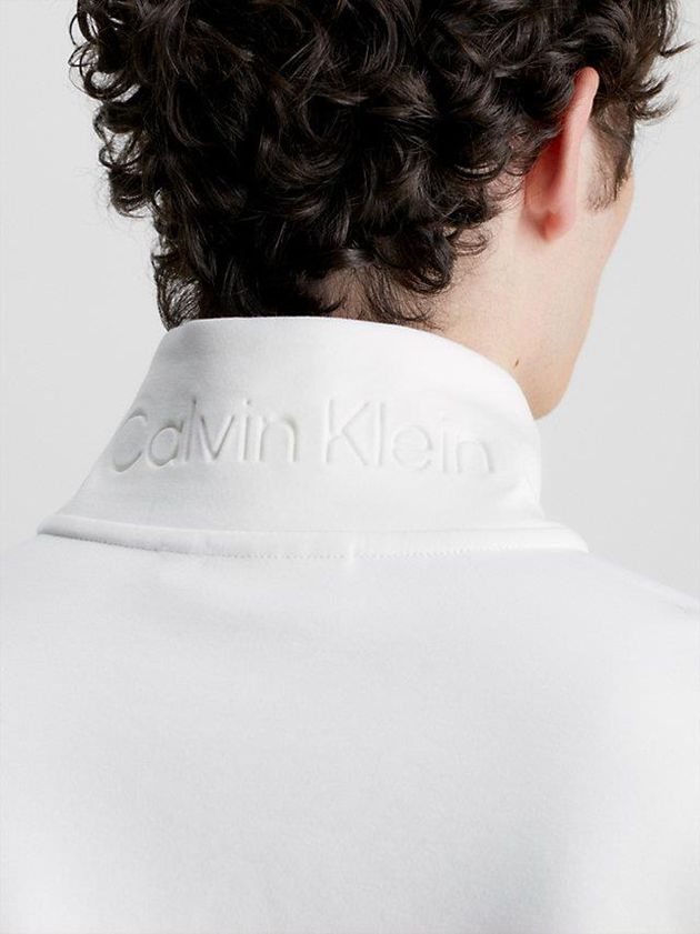White Calvin Klein Organic Cotton Zip Men Sweatshirt | PTRL-75149