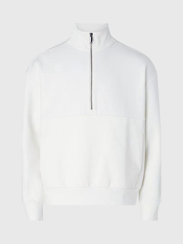 White Calvin Klein Organic Cotton Zip Men Sweatshirt | PTRL-75149