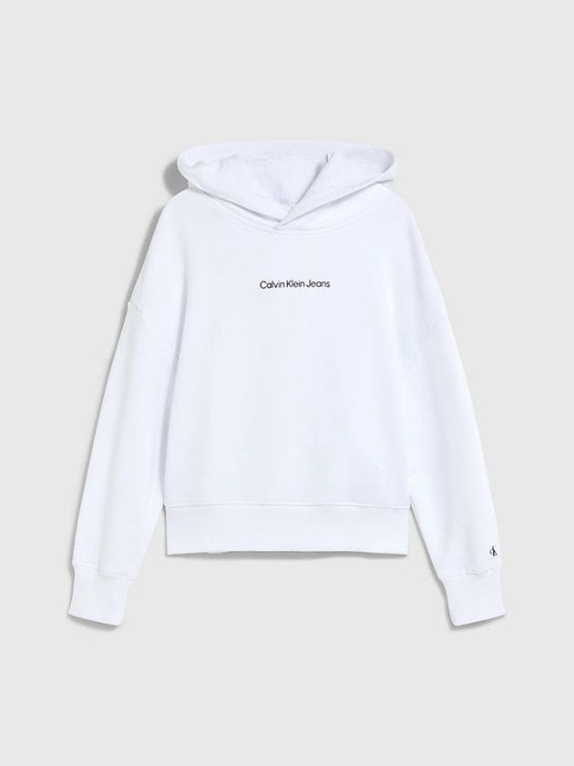 White Calvin Klein Oversized Girls's Hoodie | LMQY-30715
