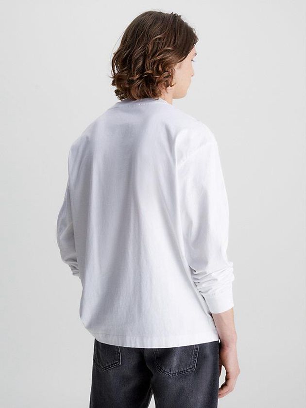 White Calvin Klein Oversized Long Sleeve Men T-Shirt | BTXL-51408