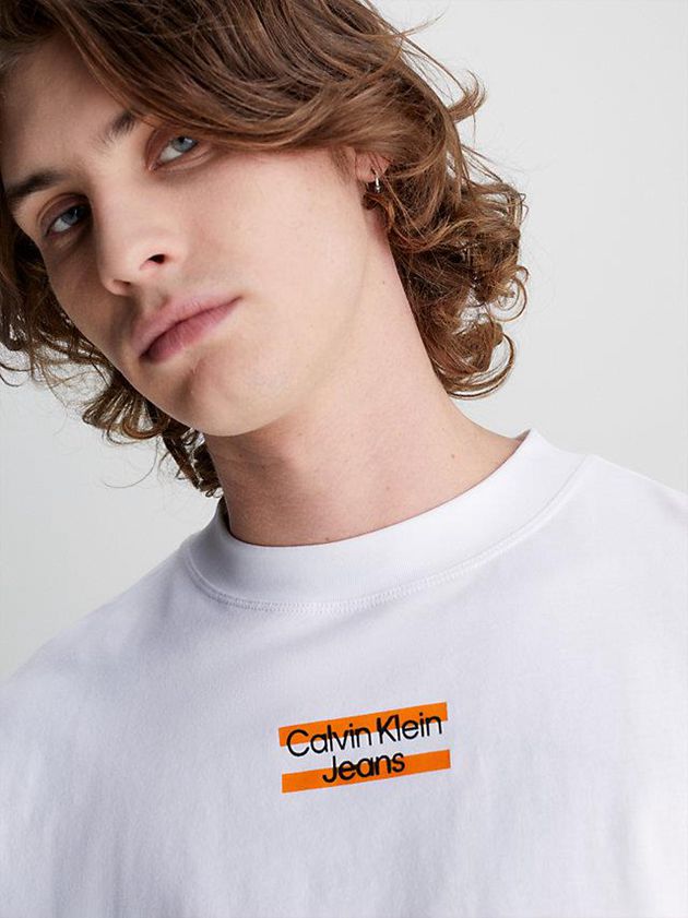 White Calvin Klein Oversized Long Sleeve Men T-Shirt | BTXL-51408